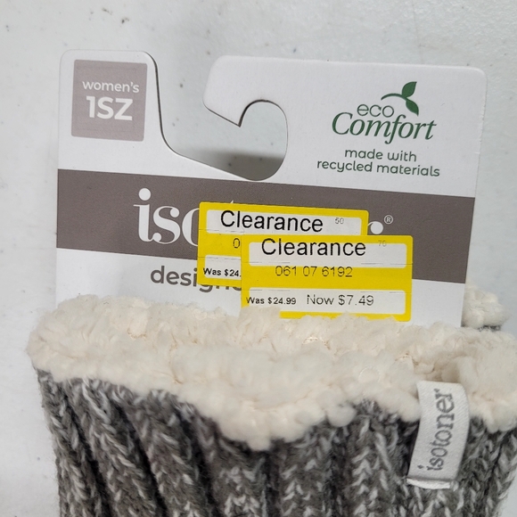 New! Isotoner Adult Snowflake Knit Gloves - Light Gray ONE SIZE - Picture 5 of 8